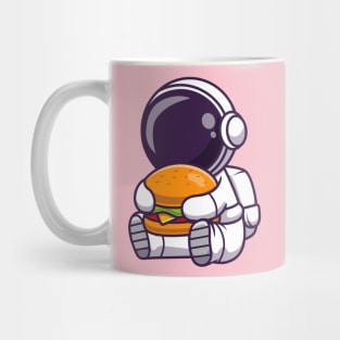 Cute Astronaut Eating Burger Cartoon Mug